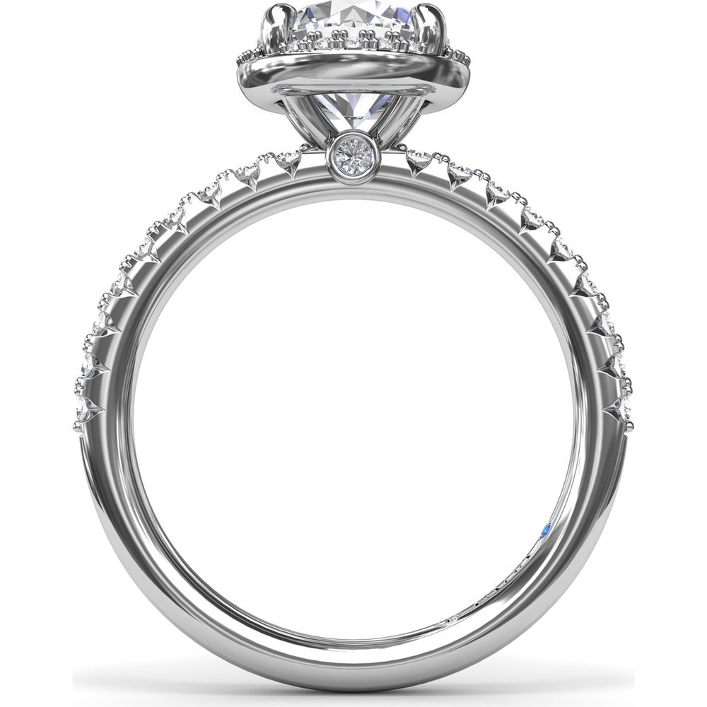 Round Halo Diamond Engagement Ring Setting with Pavé Band by Fana - 0.39 Carat Total Diamond Weight