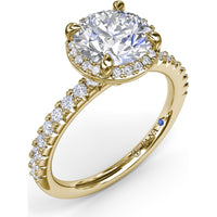 Round Halo Diamond Engagement Ring Setting with Pavé Band by Fana - 0.39 Carat Total Diamond Weight