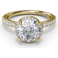 Round Halo Diamond Engagement Ring Setting with Pavé Band by Fana - 0.39 Carat Total Diamond Weight