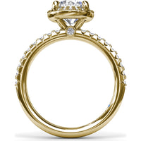 Round Halo Diamond Engagement Ring Setting with Pavé Band by Fana - 0.39 Carat Total Diamond Weight