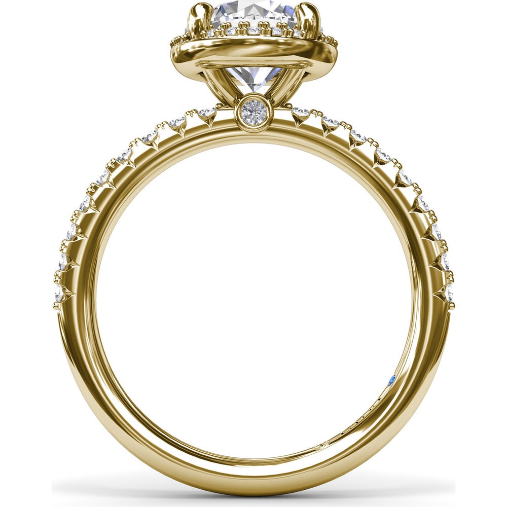 Round Halo Diamond Engagement Ring Setting with Pavé Band by Fana - 0.39 Carat Total Diamond Weight