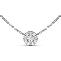 Round Halo Diamond Pendant Necklace with Pavé Setting by Fana - 0.61 Carat Total Diamond Weight