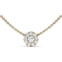 Round Halo Diamond Pendant Necklace with Pavé Setting by Fana - 0.61 Carat Total Diamond Weight