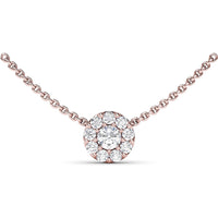 Round Halo Diamond Pendant Necklace with Pavé Setting by Fana - 0.61 Carat Total Diamond Weight