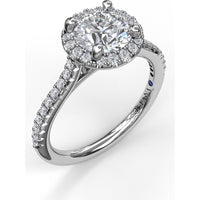 Round Halo Engagement Ring Setting with Pavé Diamond Band by Fana - 0.32 Carat Total Diamond Weight