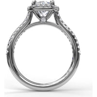 Round Halo Engagement Ring Setting with Pavé Diamond Band by Fana - 0.32 Carat Total Diamond Weight
