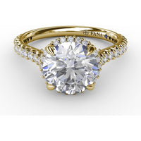 Round Halo Engagement Ring Setting with Shared-Prong Diamonds and Geometric Undercarriage - 0.51 Carat Total Accent Diamond Weight by Fana