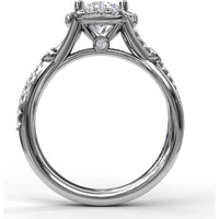 Round Halo Engagement Ring Setting with Twisted Pavé Band and Bezel Accent by Fana - 0.33 Carat Total Diamond Weight