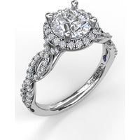 Round Halo Engagement Ring Setting with Twisted Pavé Split Shank by Fana - 0.39 Carat Total Diamond Weight