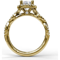Round Halo Engagement Ring Setting with Twisted Pavé Split Shank by Fana - 0.39 Carat Total Diamond Weight