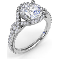 Round Love Knot Engagement Ring Setting with Pavé Diamond Halo and Split Shank by Fana - 0.57 Carat Total Diamond Weight