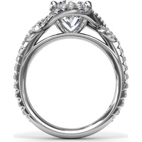 Round Love Knot Engagement Ring Setting with Pavé Diamond Halo and Split Shank by Fana - 0.57 Carat Total Diamond Weight
