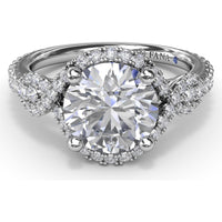 Round Love Knot Engagement Ring Setting with Pavé Diamond Halo and Split Shank by Fana - 0.57 Carat Total Diamond Weight