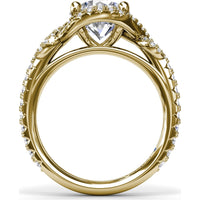 Round Love Knot Engagement Ring Setting with Pavé Diamond Halo and Split Shank by Fana - 0.57 Carat Total Diamond Weight