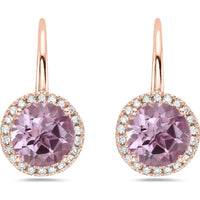 Round Morganite and Diamond Drop Earrings in 18K Rose Gold by Charles Krypell
