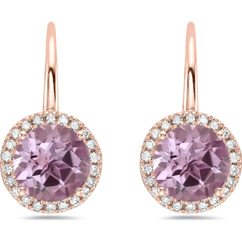 Round Morganite and Diamond Drop Earrings in 18K Rose Gold by Charles Krypell