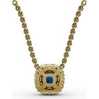 Round Sapphire and Diamond Halo Pendant by Fana - 0.42 Carat Total Gemstone Weight