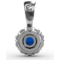 Round Sapphire Halo Pendant with Pavé Diamond Bail by Fana - 0.59 Carat Total Diamond Weight
