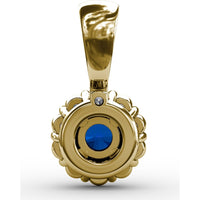Round Sapphire Halo Pendant with Pavé Diamond Bail by Fana - 0.59 Carat Total Diamond Weight