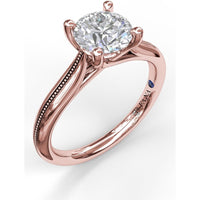 Round Solitaire Engagement Ring Setting with Milgrain Split Shank Detail by Fana - 0.08 Carat Total Diamond Weight