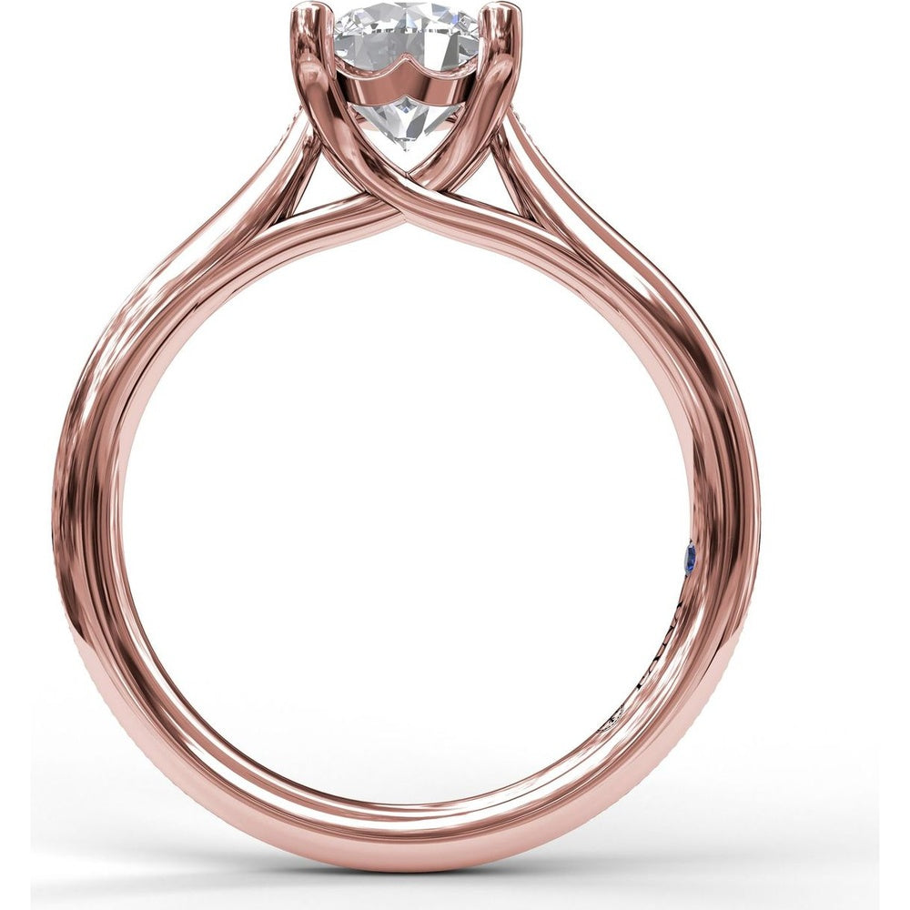 Round Solitaire Engagement Ring Setting with Milgrain Split Shank Detail by Fana - 0.08 Carat Total Diamond Weight