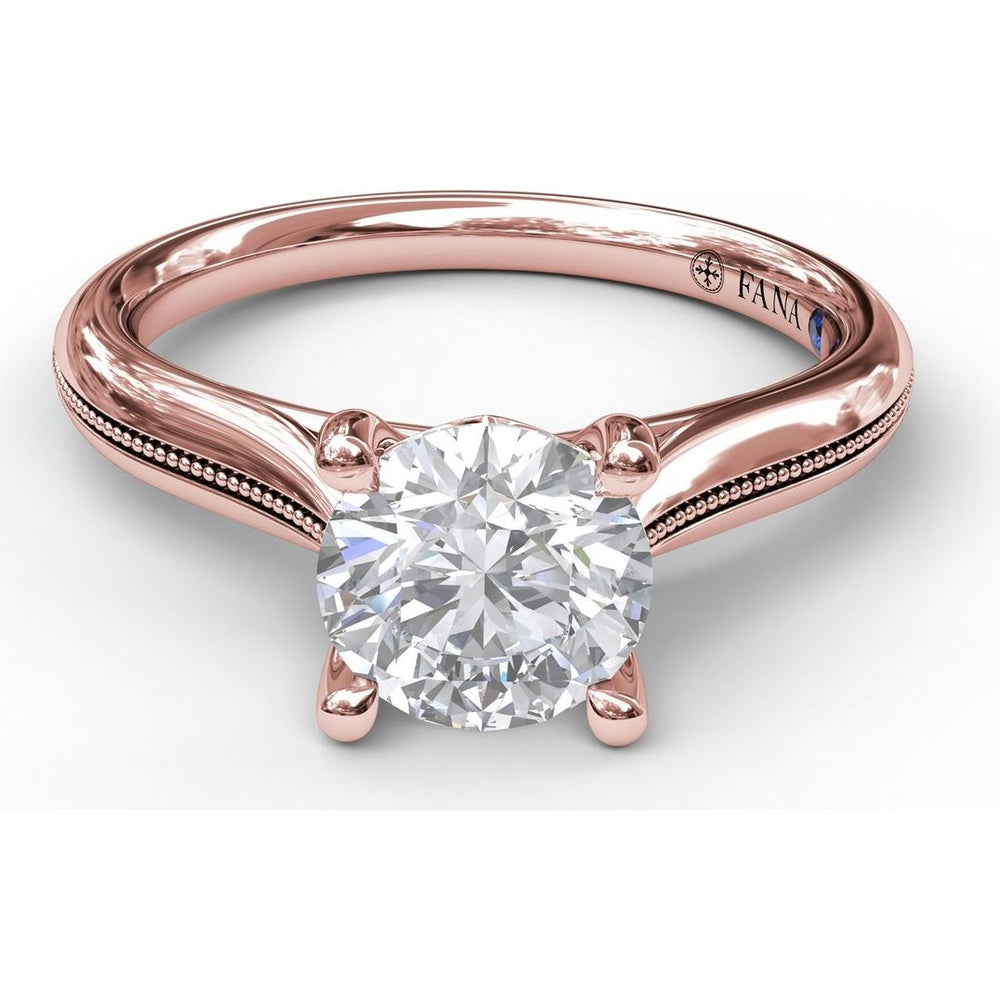 Round Solitaire Engagement Ring Setting with Milgrain Split Shank Detail by Fana - 0.08 Carat Total Diamond Weight