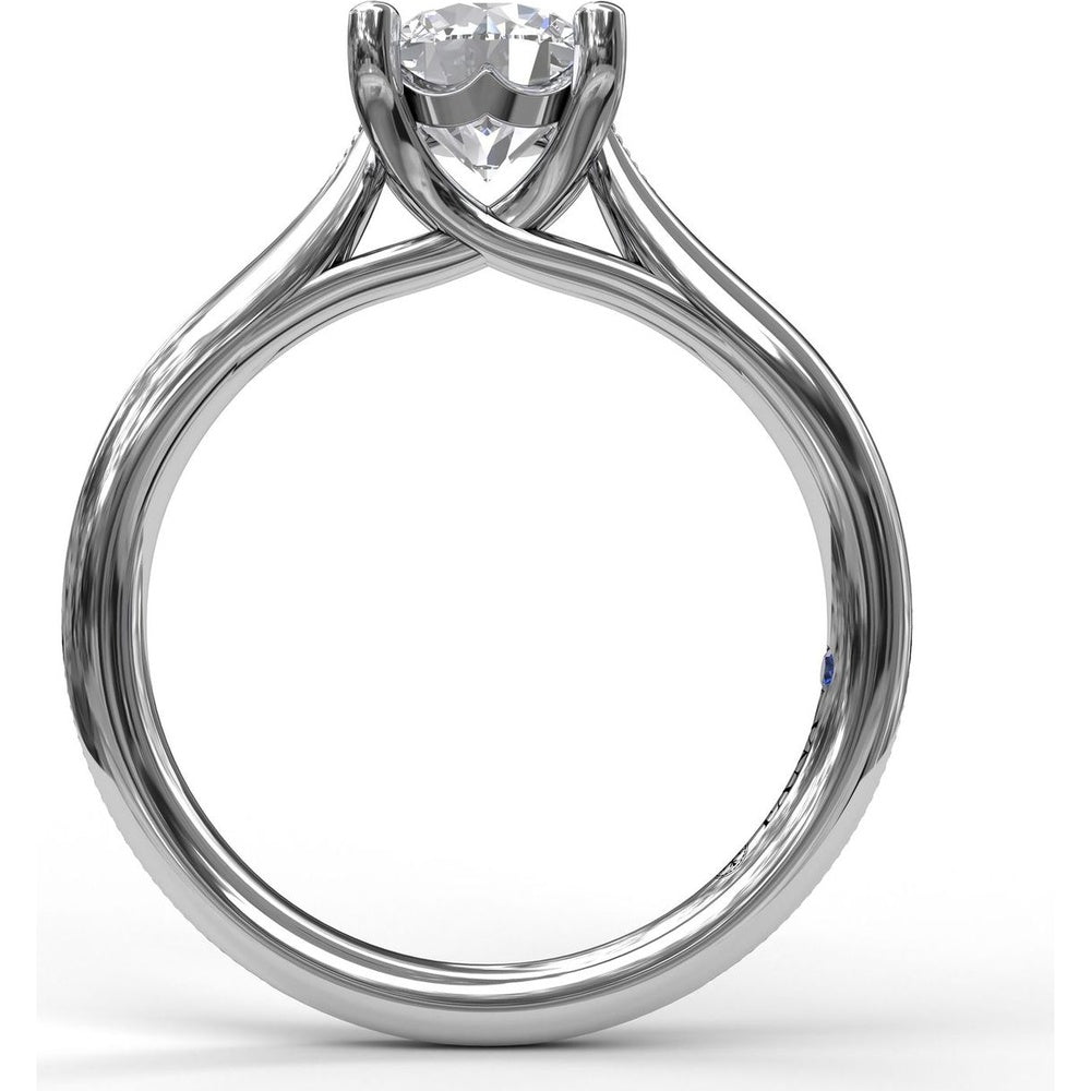 Round Solitaire Engagement Ring Setting with Milgrain Split Shank Detail by Fana - 0.08 Carat Total Diamond Weight