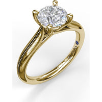 Round Solitaire Engagement Ring Setting with Milgrain Split Shank Detail by Fana - 0.08 Carat Total Diamond Weight