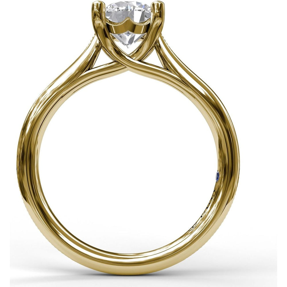 Round Solitaire Engagement Ring Setting with Milgrain Split Shank Detail by Fana - 0.08 Carat Total Diamond Weight
