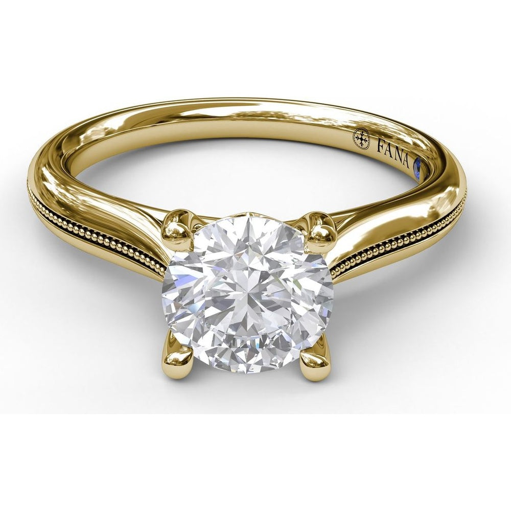 Round Solitaire Engagement Ring Setting with Milgrain Split Shank Detail by Fana - 0.08 Carat Total Diamond Weight