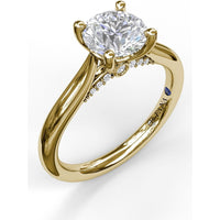 Round Solitaire Engagement Ring Setting with Pavé Diamond Decorated Bridge by Fana - 0.08 Carat Total Diamond Weight