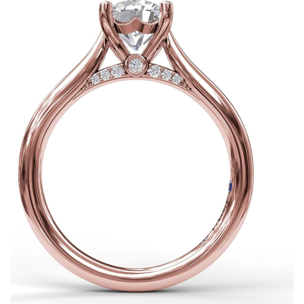 Round Solitaire Engagement Ring Setting with Pavé Diamond Decorated Bridge by Fana - 0.08 Carat Total Diamond Weight
