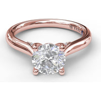 Round Solitaire Engagement Ring Setting with Pavé Diamond Decorated Bridge by Fana - 0.08 Carat Total Diamond Weight