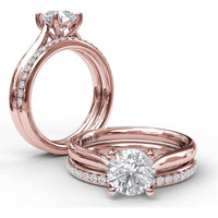 Round Solitaire Engagement Ring Setting with Pavé Diamond Decorated Bridge by Fana - 0.08 Carat Total Diamond Weight