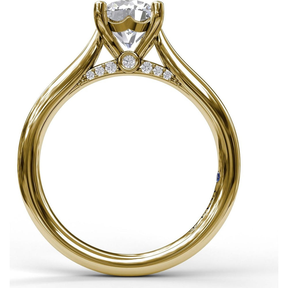 Round Solitaire Engagement Ring Setting with Pavé Diamond Decorated Bridge by Fana - 0.08 Carat Total Diamond Weight