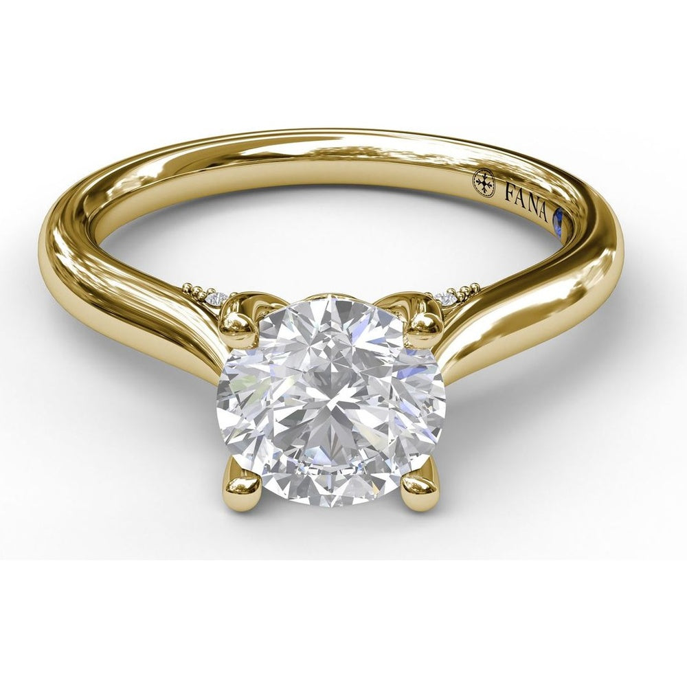 Round Solitaire Engagement Ring Setting with Pavé Diamond Decorated Bridge by Fana - 0.08 Carat Total Diamond Weight
