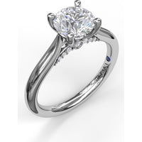 Round Solitaire Engagement Ring Setting with Pavé Diamond Decorated Bridge by Fana - 0.08 Carat Total Diamond Weight