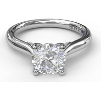 Round Solitaire Engagement Ring Setting with Pavé Diamond Decorated Bridge by Fana - 0.08 Carat Total Diamond Weight