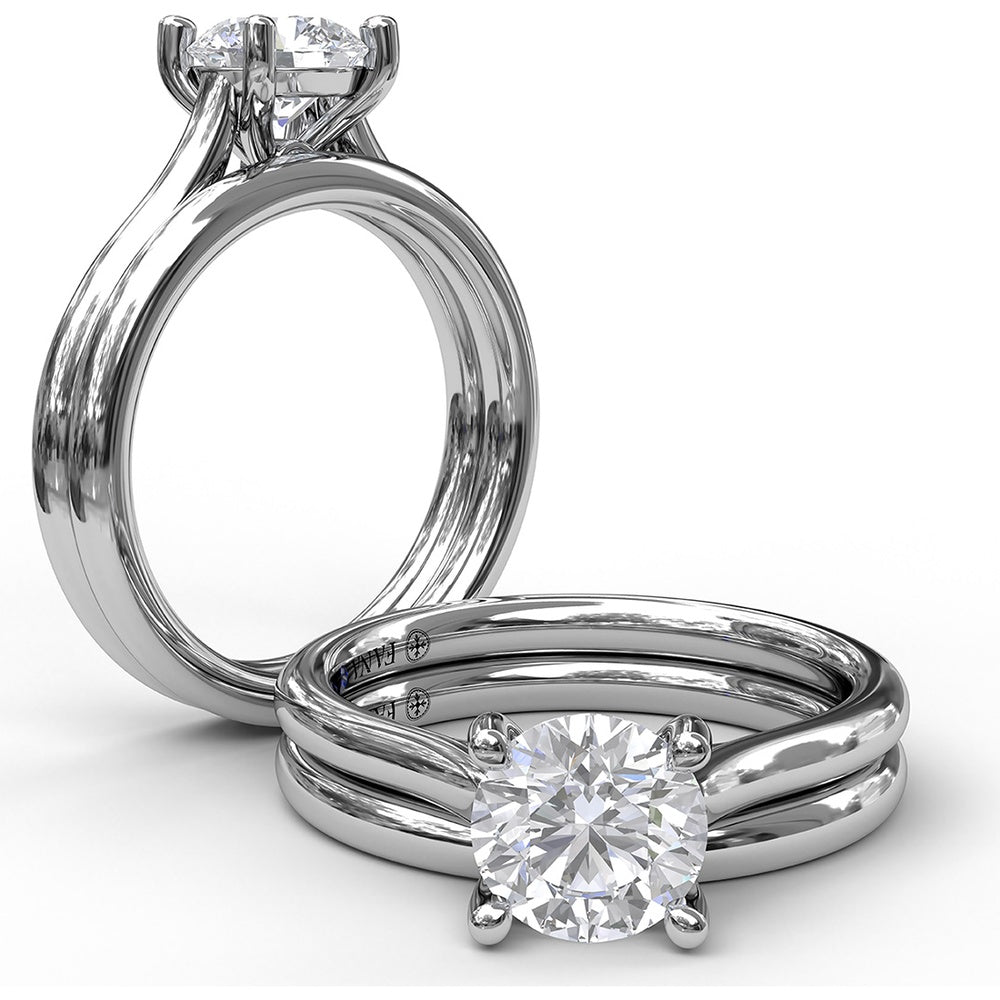 Rounded Profile Diamond Wedding Band Matching Engagement Ring Style S3908 by Fana
