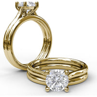 Rounded Profile Diamond Wedding Band Matching Engagement Ring Style S3908 by Fana