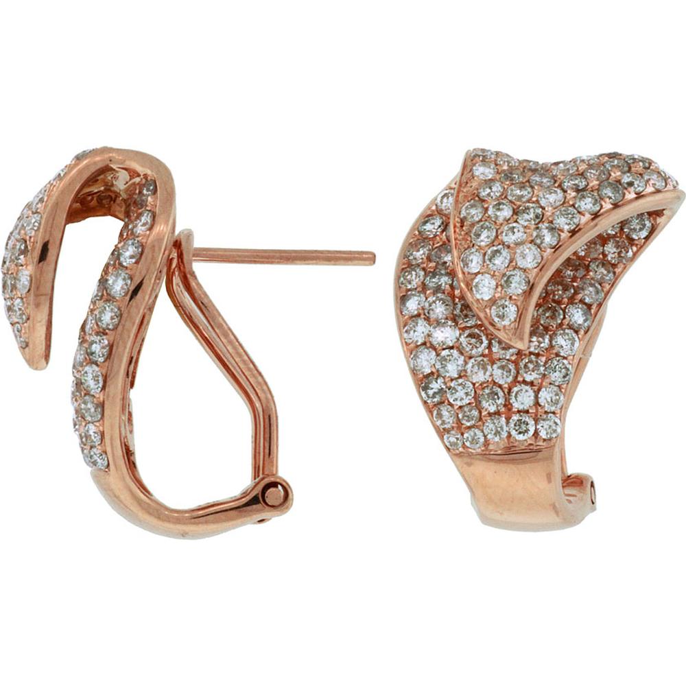 Royal 14K Rose Gold 3.30 Carat Round Diamond Stud Earrings