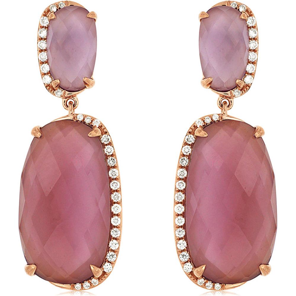 Royal 14K Rose Gold Amethyst & Diamond Earrings - 17.81 Carat Total Gem Weight