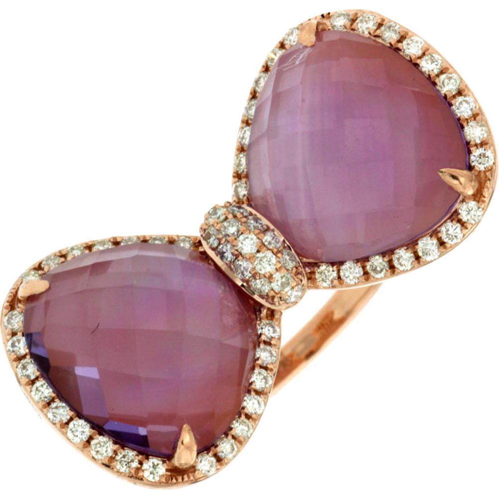 Royal 14K Rose Gold Amethyst and Diamond Halo Ring - 8.50 Carat Total Gem Weight