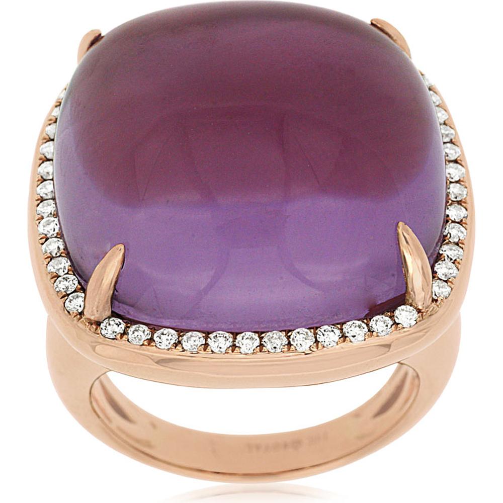 Royal 14K Rose Gold Amethyst & Diamond Ring - 29.42 Carat Total Gem Weight