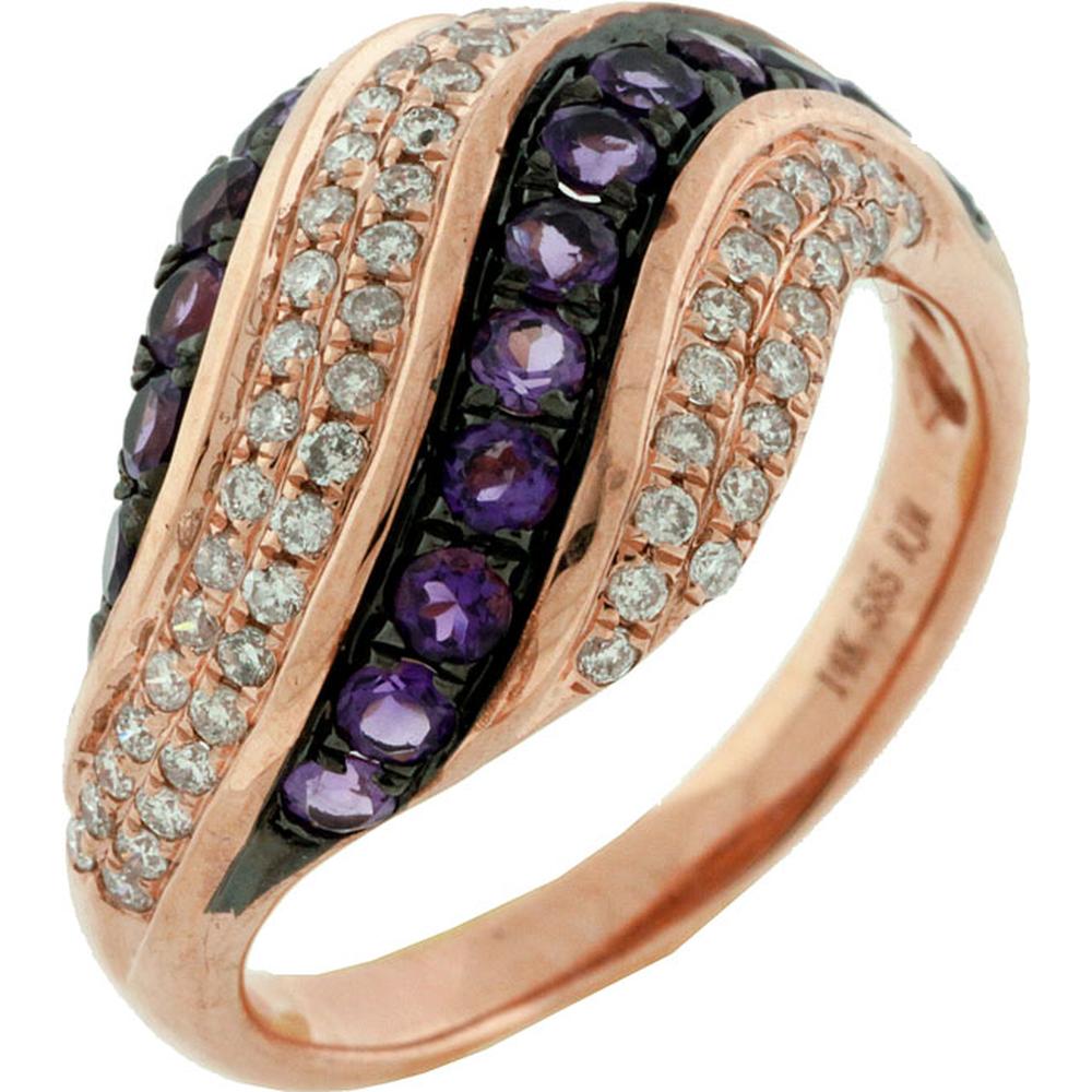 Royal 14K Rose Gold Amethyst & Diamond Ring - Elegant Radiance