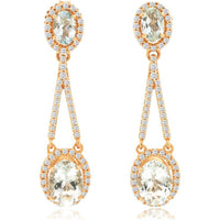 Royal 14K Rose Gold Aquamarine & Diamond Drop Earrings - 3.77 Carats Total Aquamarine & Diamond Weight