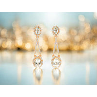 Royal 14K Rose Gold Aquamarine & Diamond Drop Earrings - 3.77 Carats Total Aquamarine & Diamond Weight