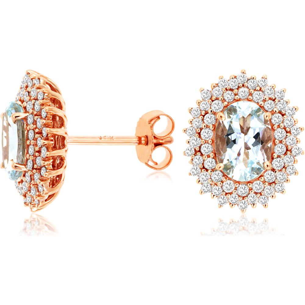 Royal 14K Rose Gold Aquamarine & Diamond Earrings - Captivating Ocean-inspired Luxury