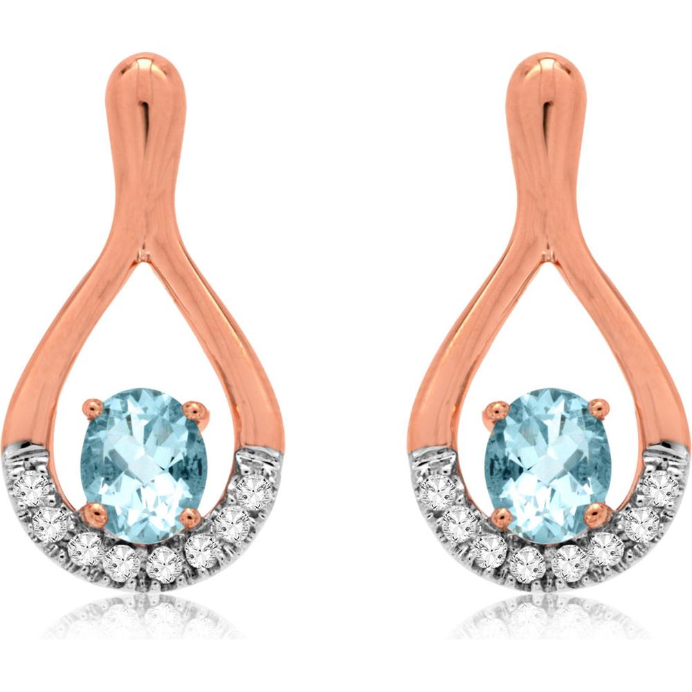 Royal 14K Rose Gold Aquamarine & Diamond Earrings - Serene Beauty