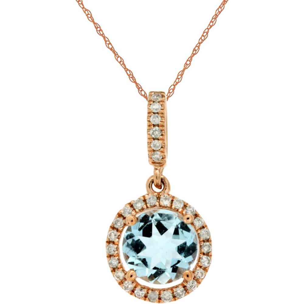 Royal 14K Rose Gold Aquamarine & Diamond Pendant - 0.75 Carat Aquamarine, 0.11 Carat Diamonds